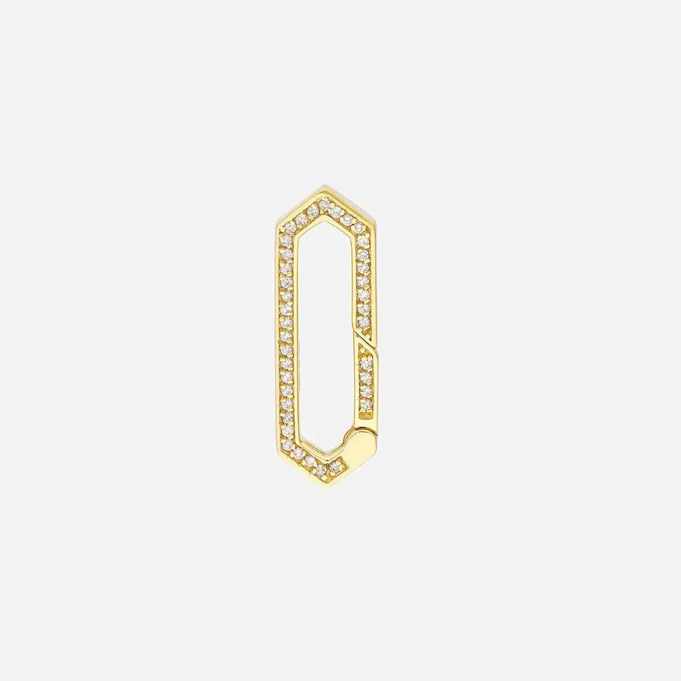 Diamond Encrusted Long Hexagon Push Lock Charm - Koru Jewelers