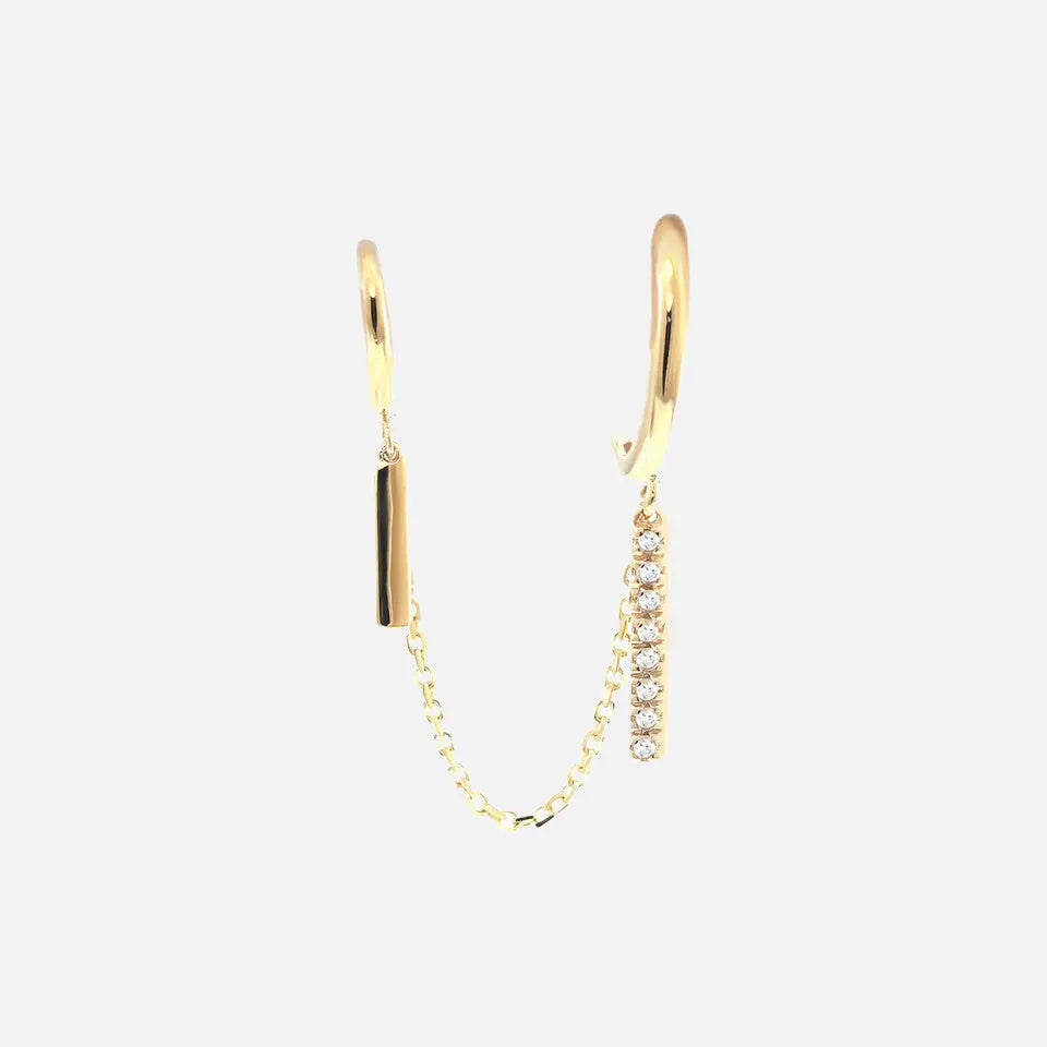 Single Prong Diamond Front and Back Huggie Earrings - Koru Jewelers
