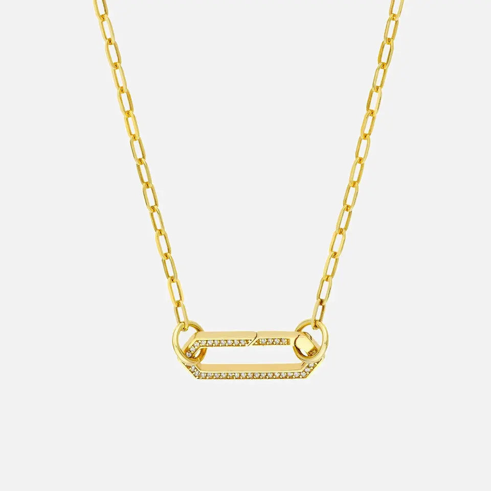 Diamond Encrusted Long Hexagon Push Lock Charm - Koru Jewelers