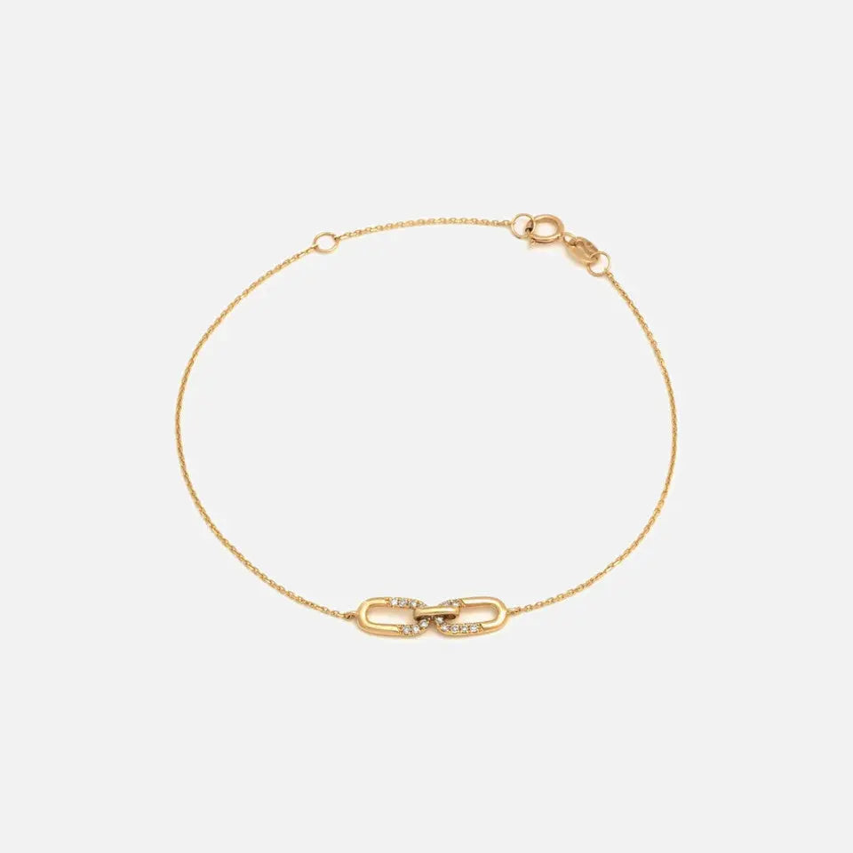 14k Gold Diamond Paperclip Bracelet - Koru Jewelers