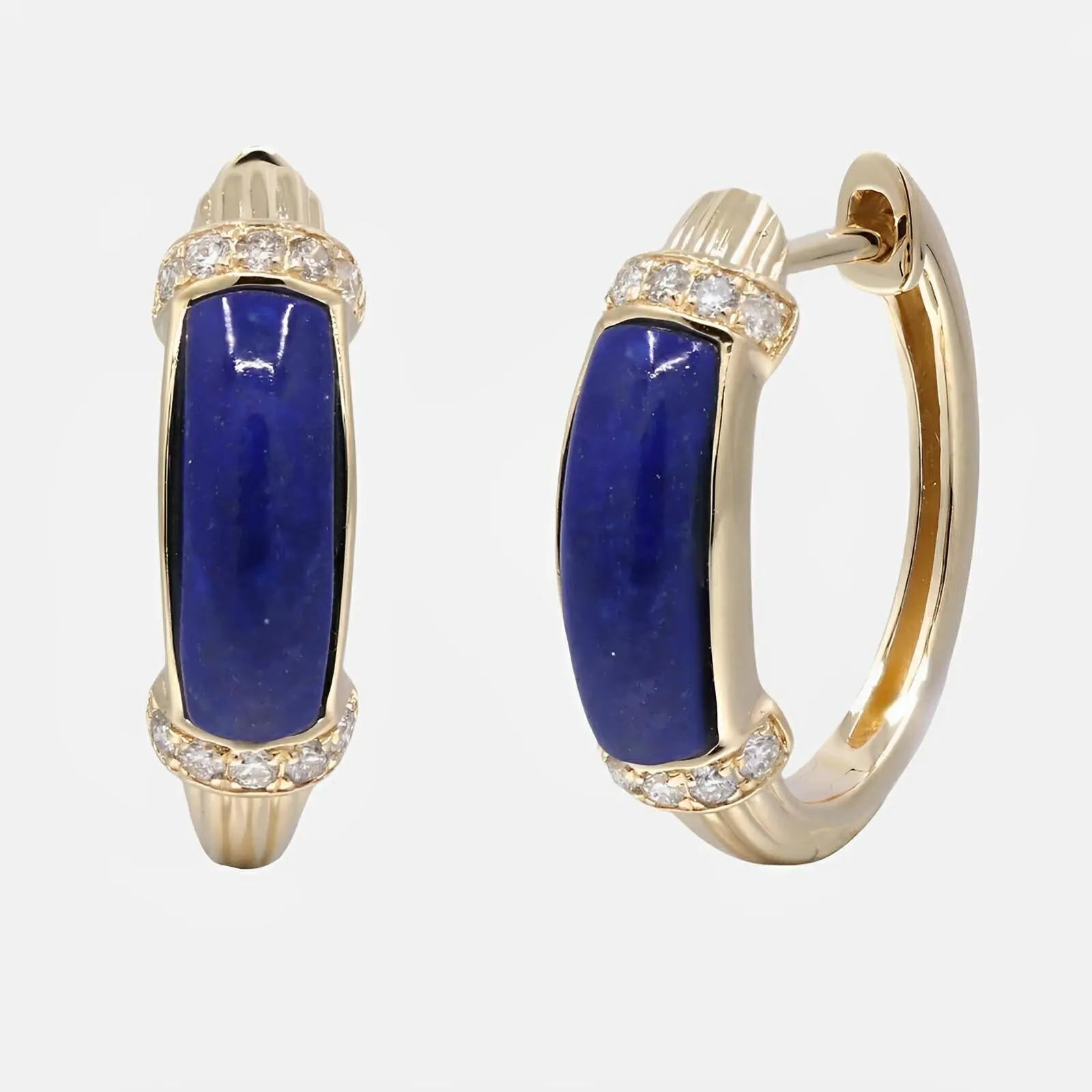 Signature Lapis Lazuli Hoop Earrings - Koru Jewelers