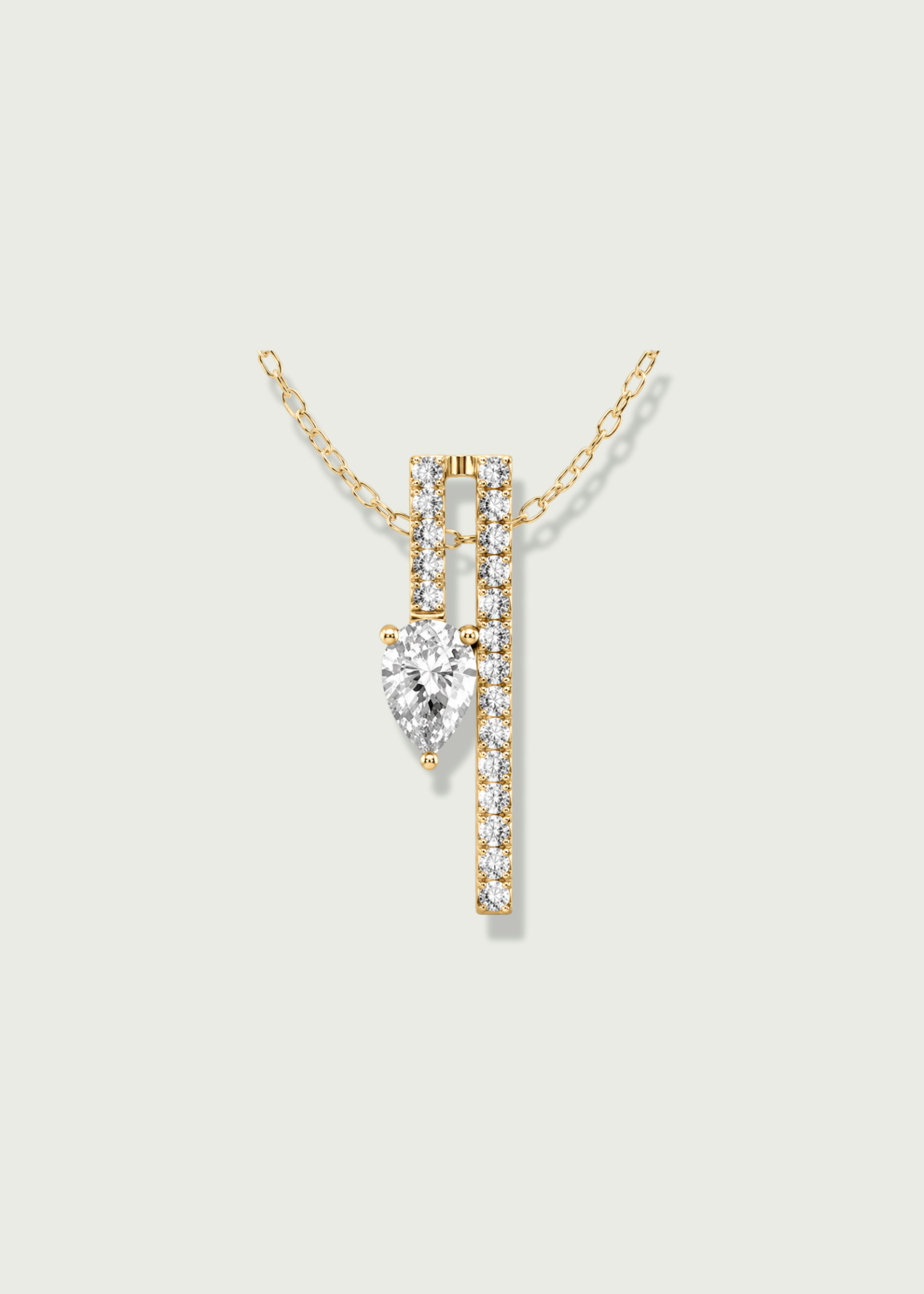 Pear & Side Round Pave Fashion Pendant