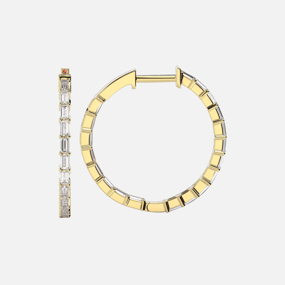 18k Gold Inside Out Diamond Hoop Earrings