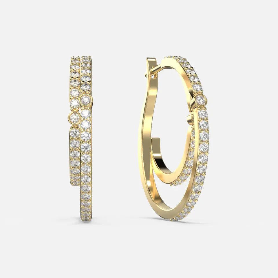 Double Hoop Diamond Earrings - Koru Jewelers