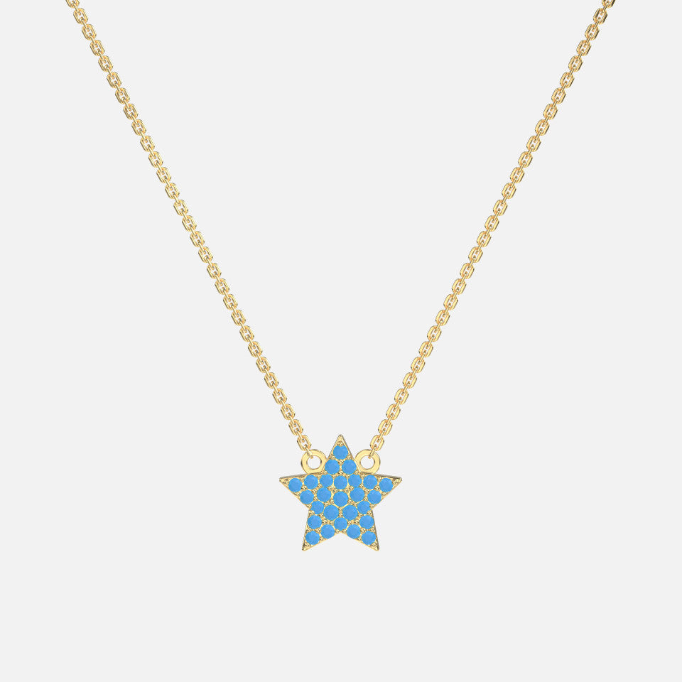 14k Gold Adjustable Star Turquoise Necklace