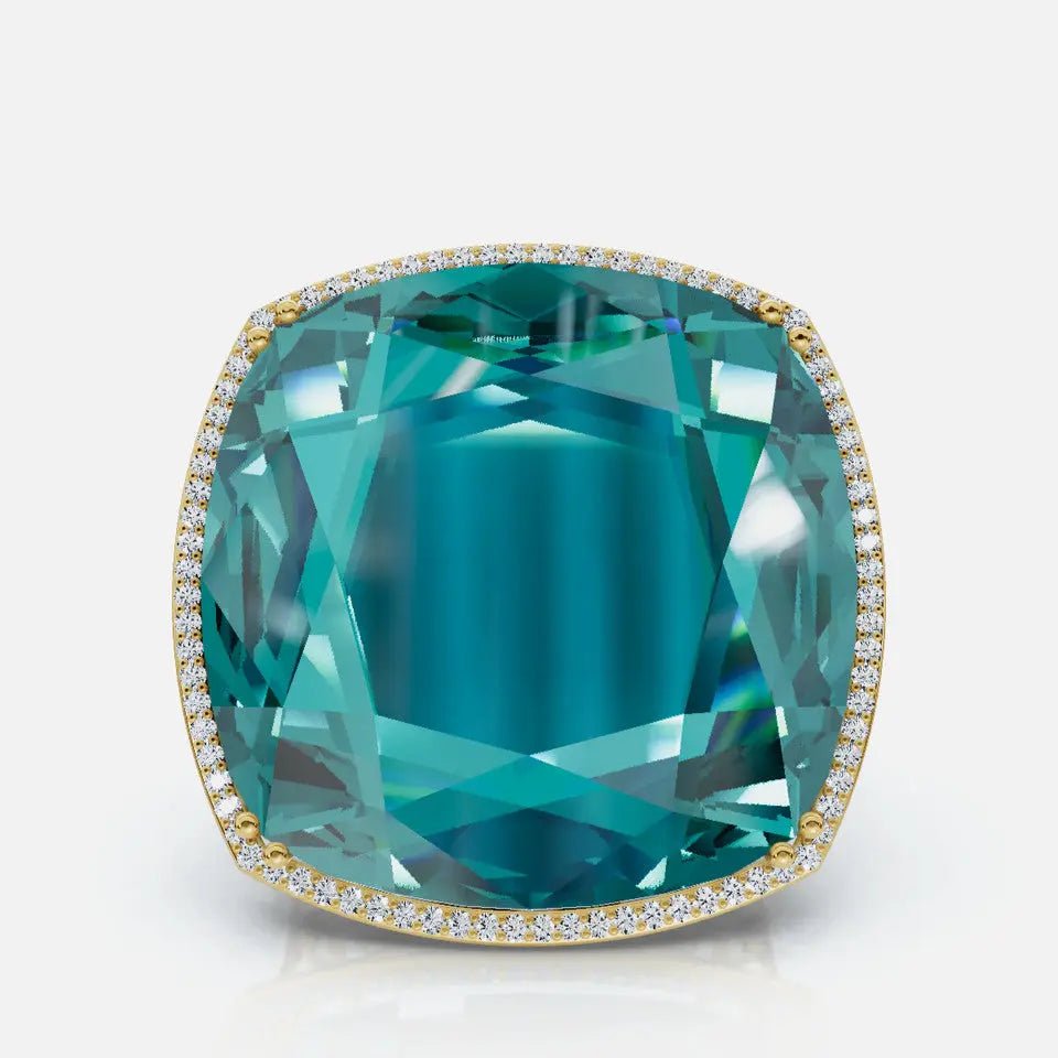 14K Gold & Diamond Blue Topaz Statement Ring Koru Jewelers