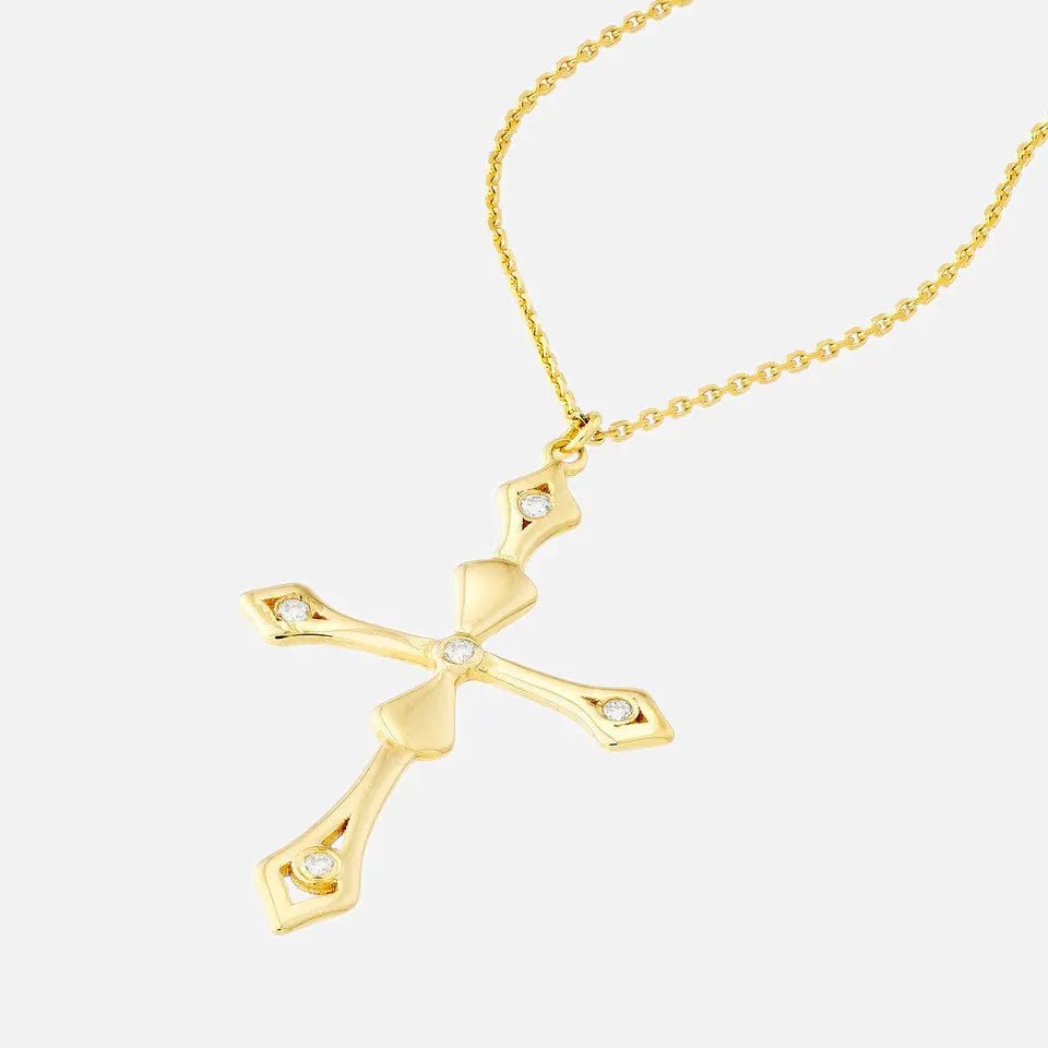 14k Gold Diamond Cross Pendant Necklace - Koru Jewelers