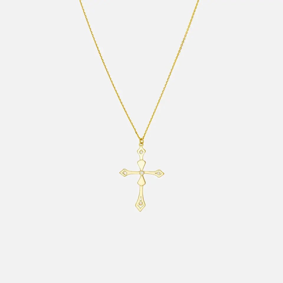 14k Gold Diamond Cross Pendant Necklace - Koru Jewelers
