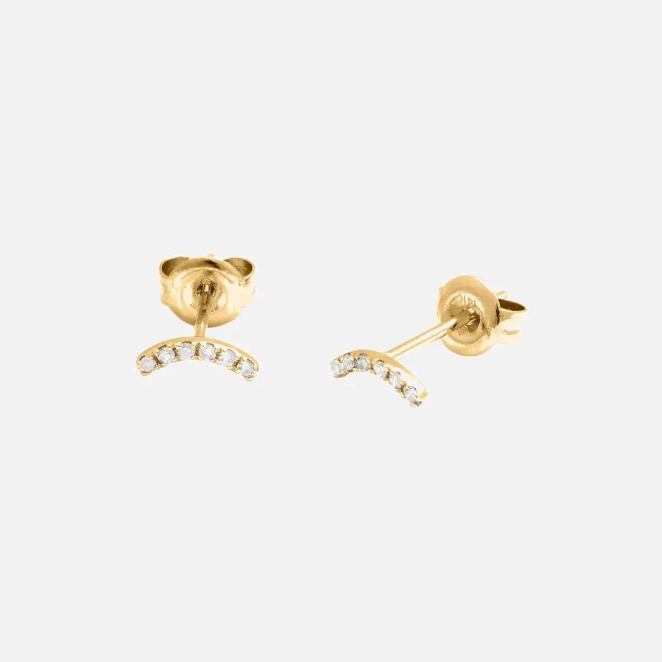 14k Gold Diamond Curved Bar Earrings - Koru Jewelers