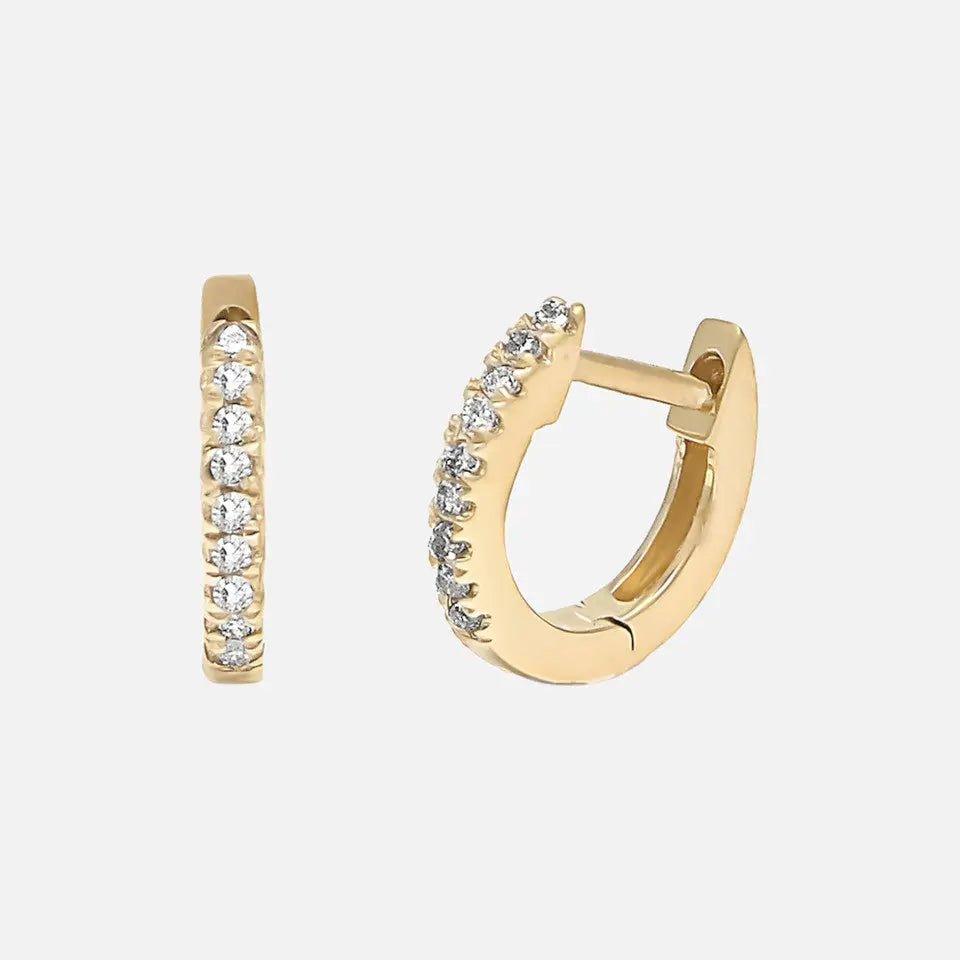 14k Gold Diamond Huggies - Koru Jewelers