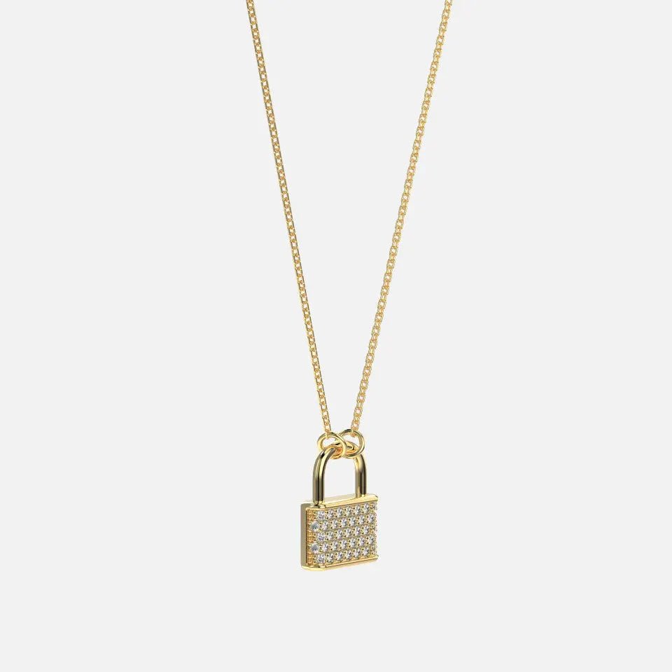 14k Gold Diamond Padlock Necklace - Koru Jewelers