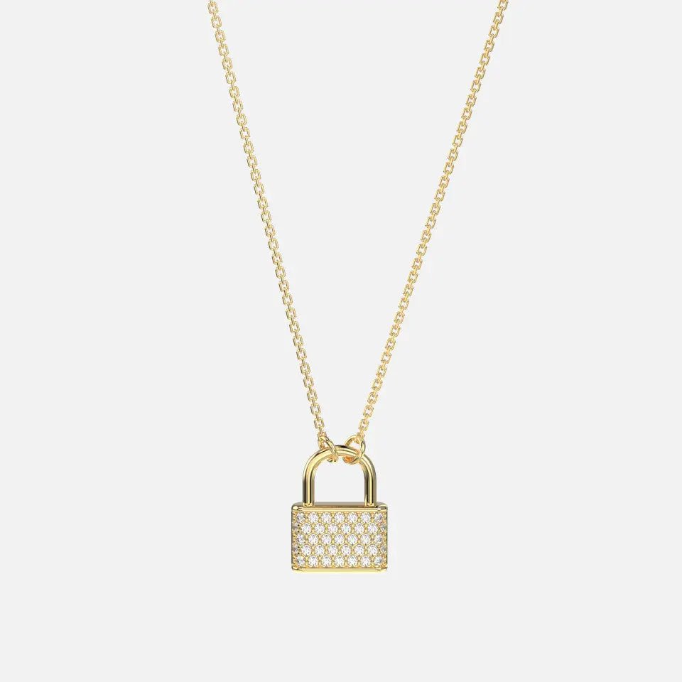 14k Gold Diamond Padlock Necklace - Koru Jewelers