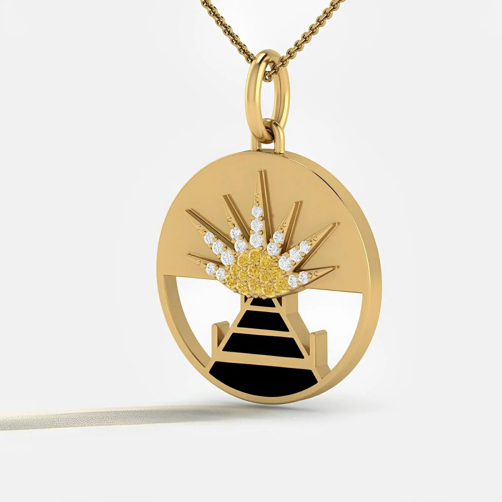 14K Gold Diamond Sunset Horizon Pendant - Koru Jewelers