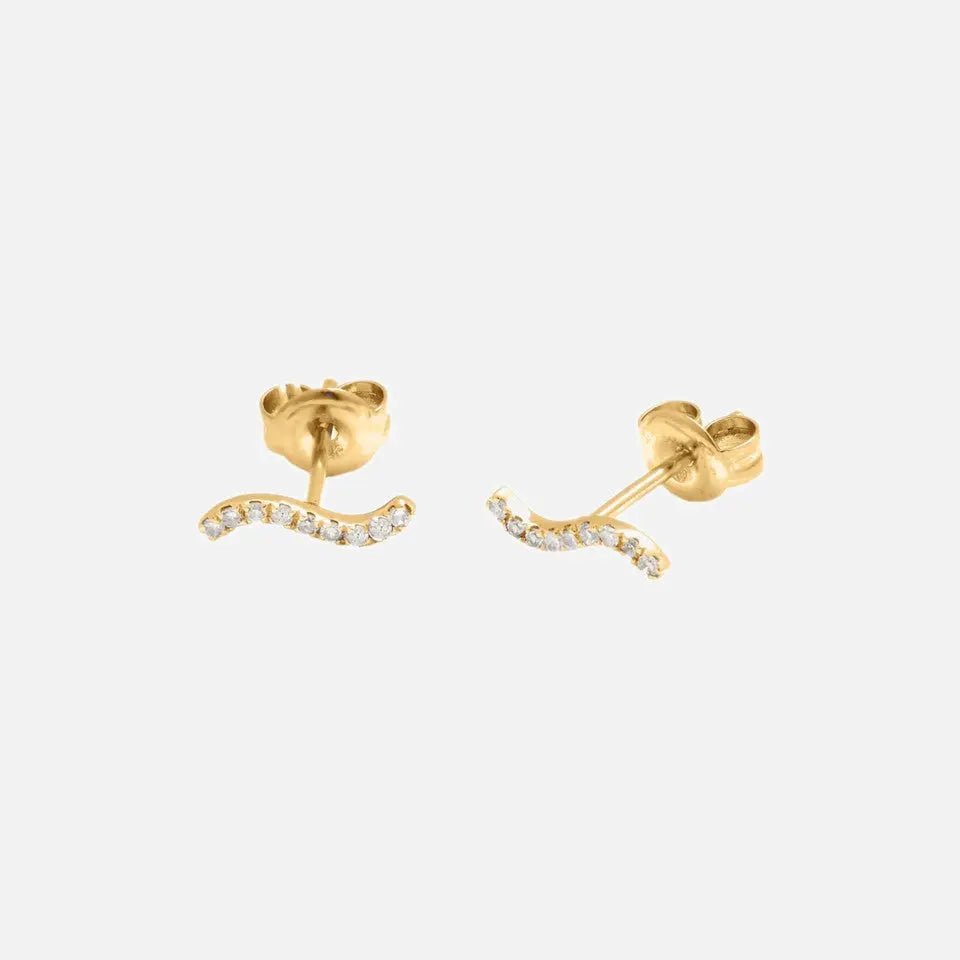 14k Gold Diamond Wave Earrings - Koru Jewelers