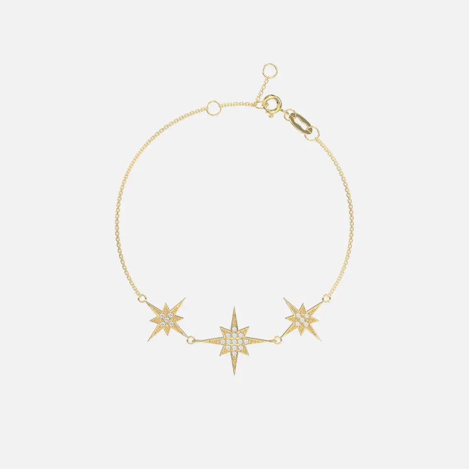 14k Gold North Star Diamond Chain Bracelet - Koru Jewelers