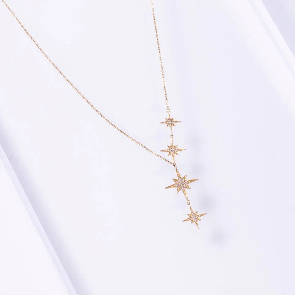14k Gold North Star Diamond Lariat Necklace - Koru Jewelers
