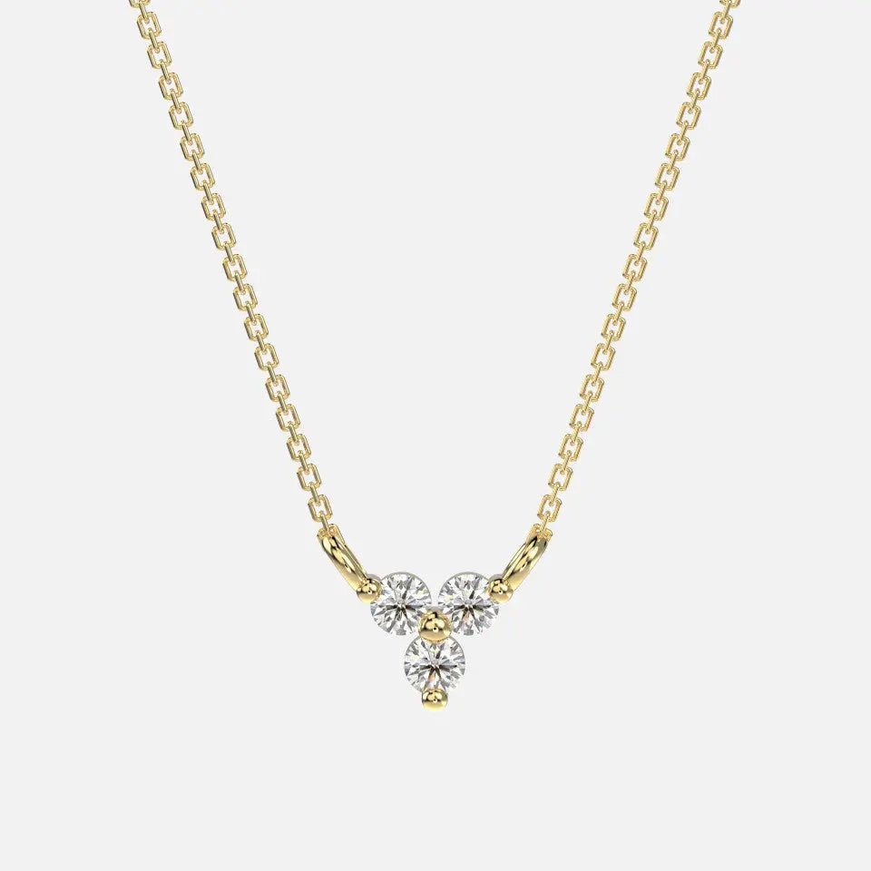 14k Gold Round Prong Diamond Trio Necklace - Koru Jewelers