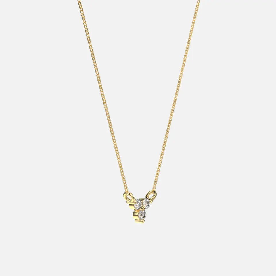 14k Gold Round Prong Diamond Trio Necklace - Koru Jewelers