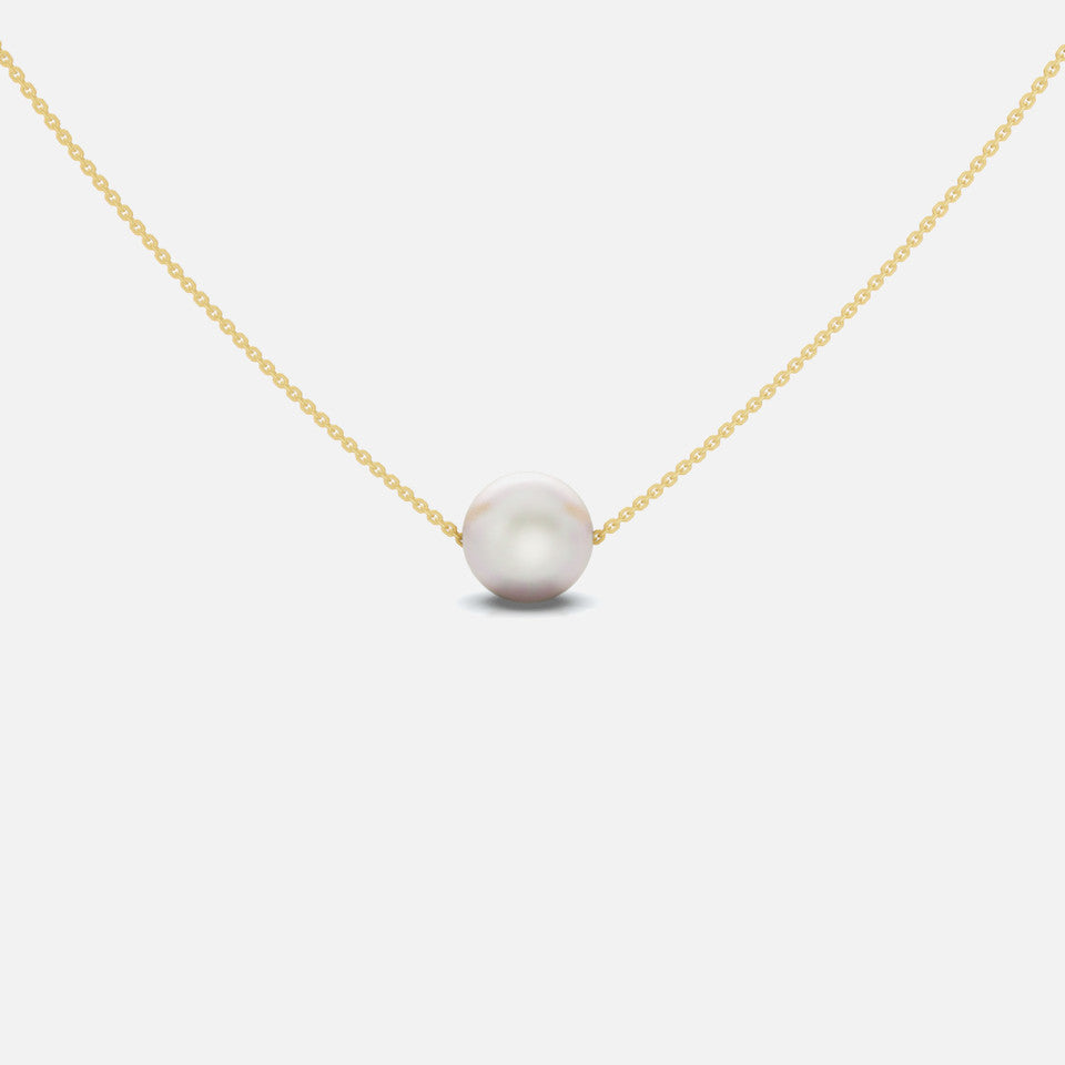 14k Gold Single Pearl Necklace