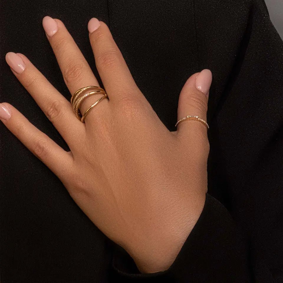 14k Gold Thin Diamond Band Ring - Koru Jewelers