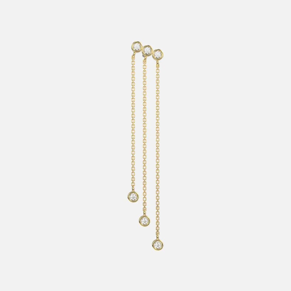 14k Gold Trio Bezel Set Diamond Drop Earrings - Koru Jewelers