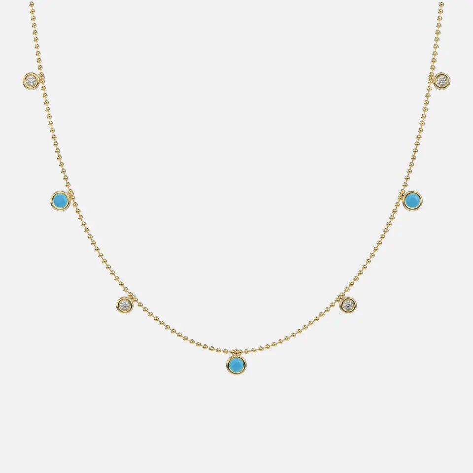 14k Gold Turquoise and Diamond Necklace - Koru Jewelers