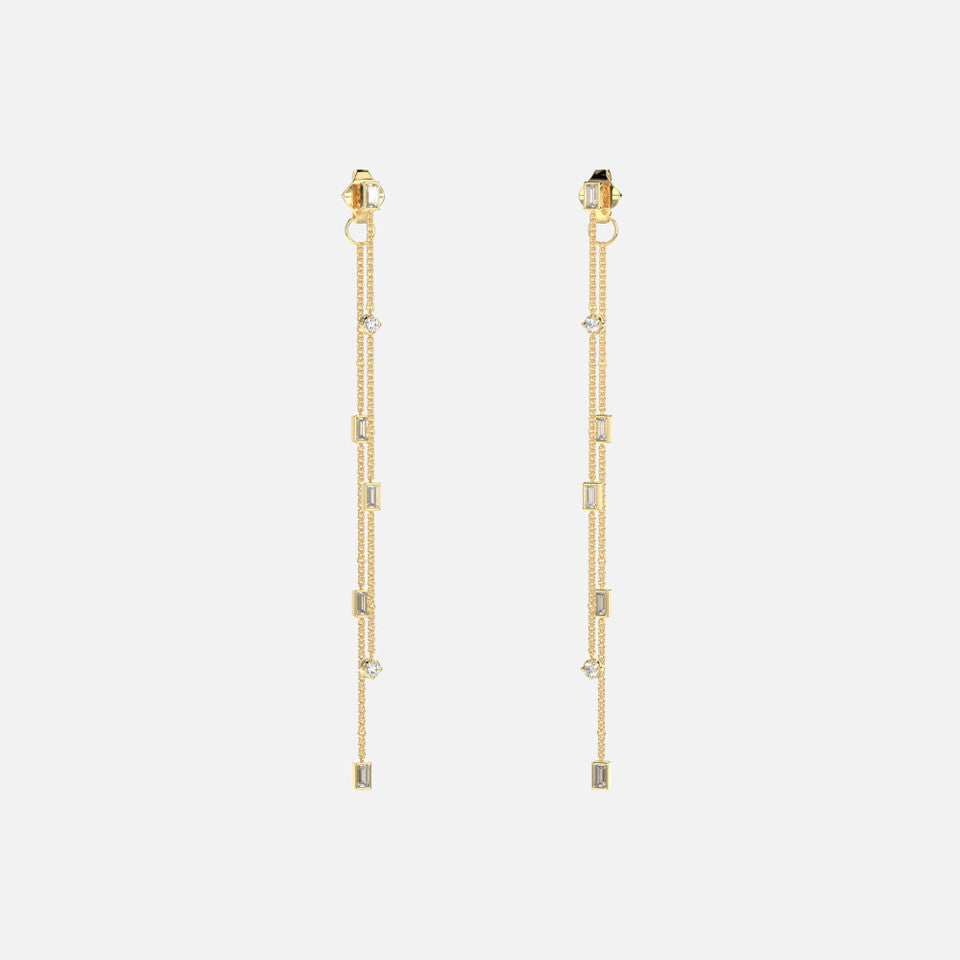 14k Gold Drop Diamond Earrings