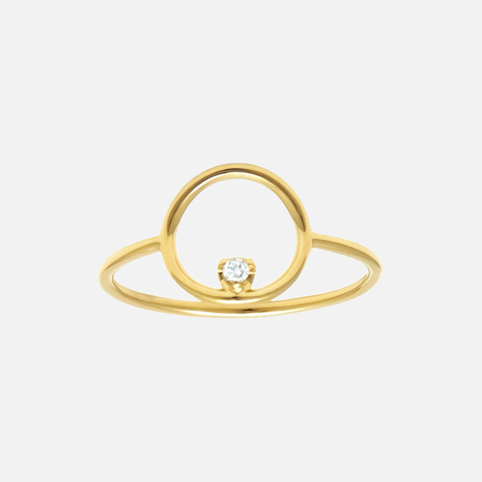 14k Gold Thin Diamond Orbit Ring