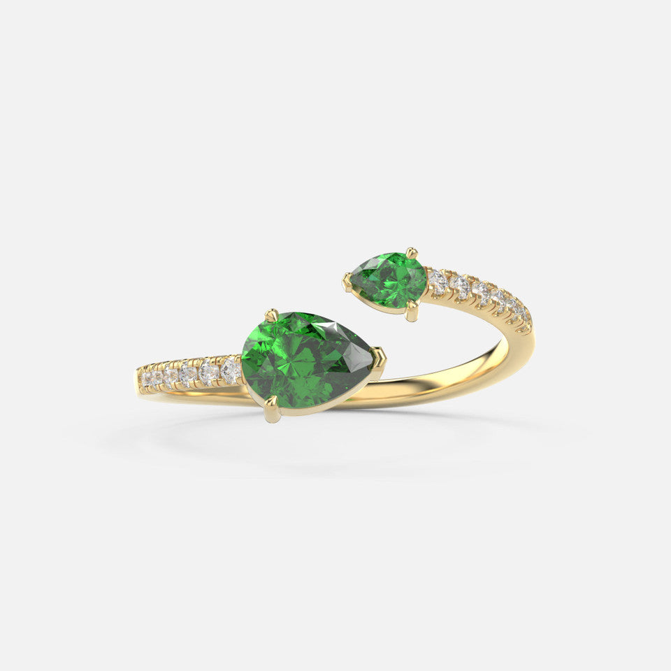 14k Gold Diamond Emerald Ring