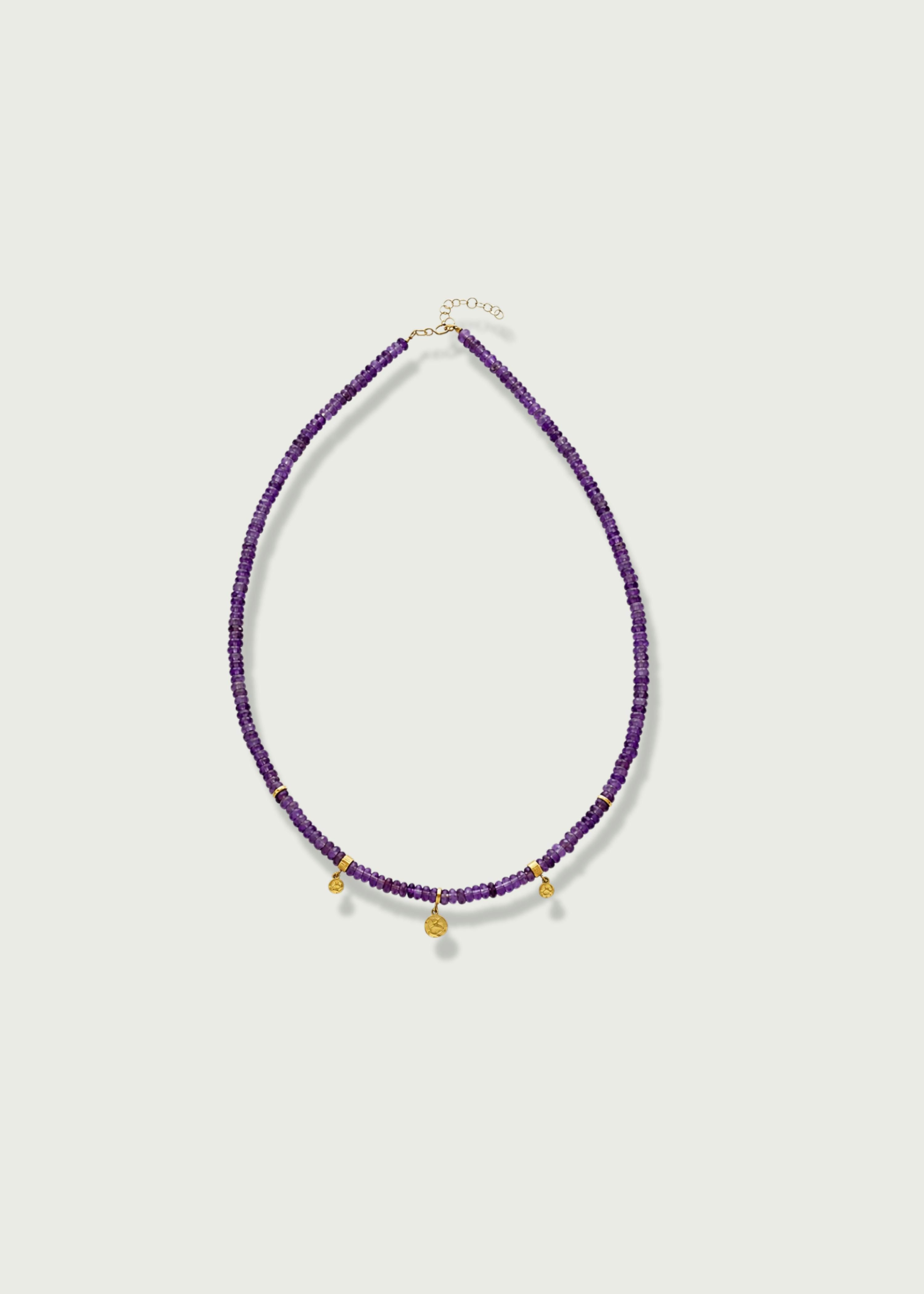 Charm Stations with Amethyst Beads Necklace
