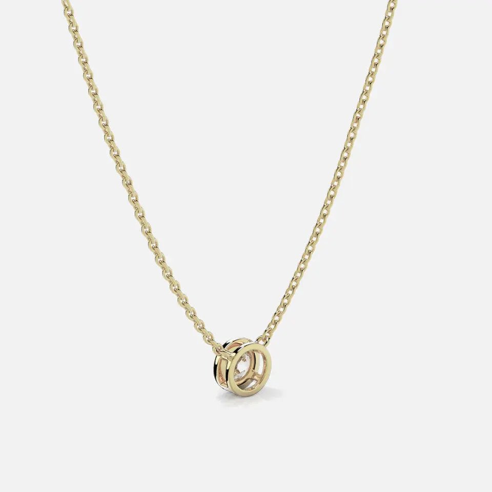 18k Gold Bezel Set Solitaire Diamond Necklace - Koru Jewelers