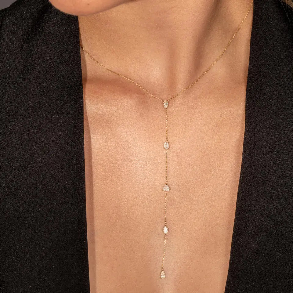 18k Gold Diamond Lariat Necklace - Koru Jewelers
