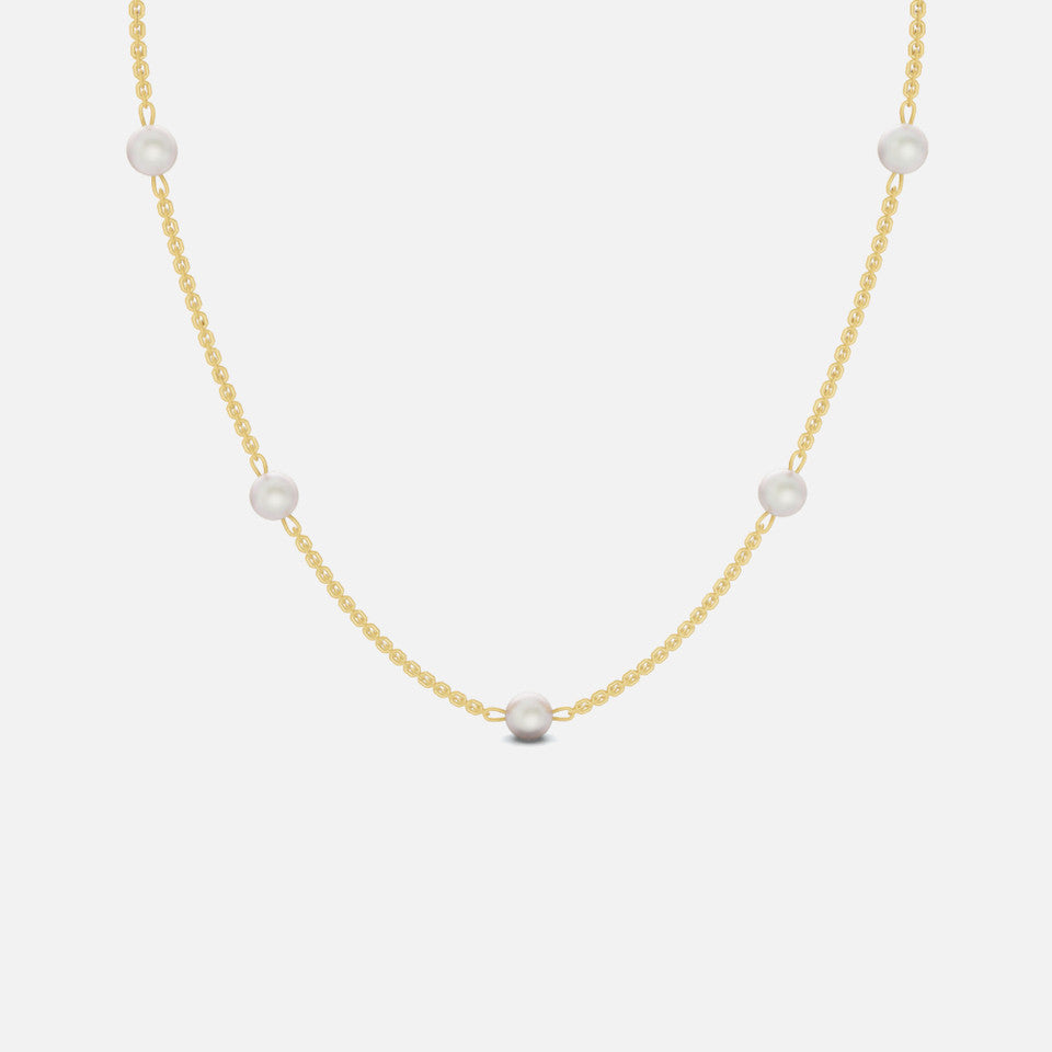 18k Gold Floating Pearl Chain