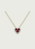 Vintage Ruby Heart Pendant with Diamond Halo