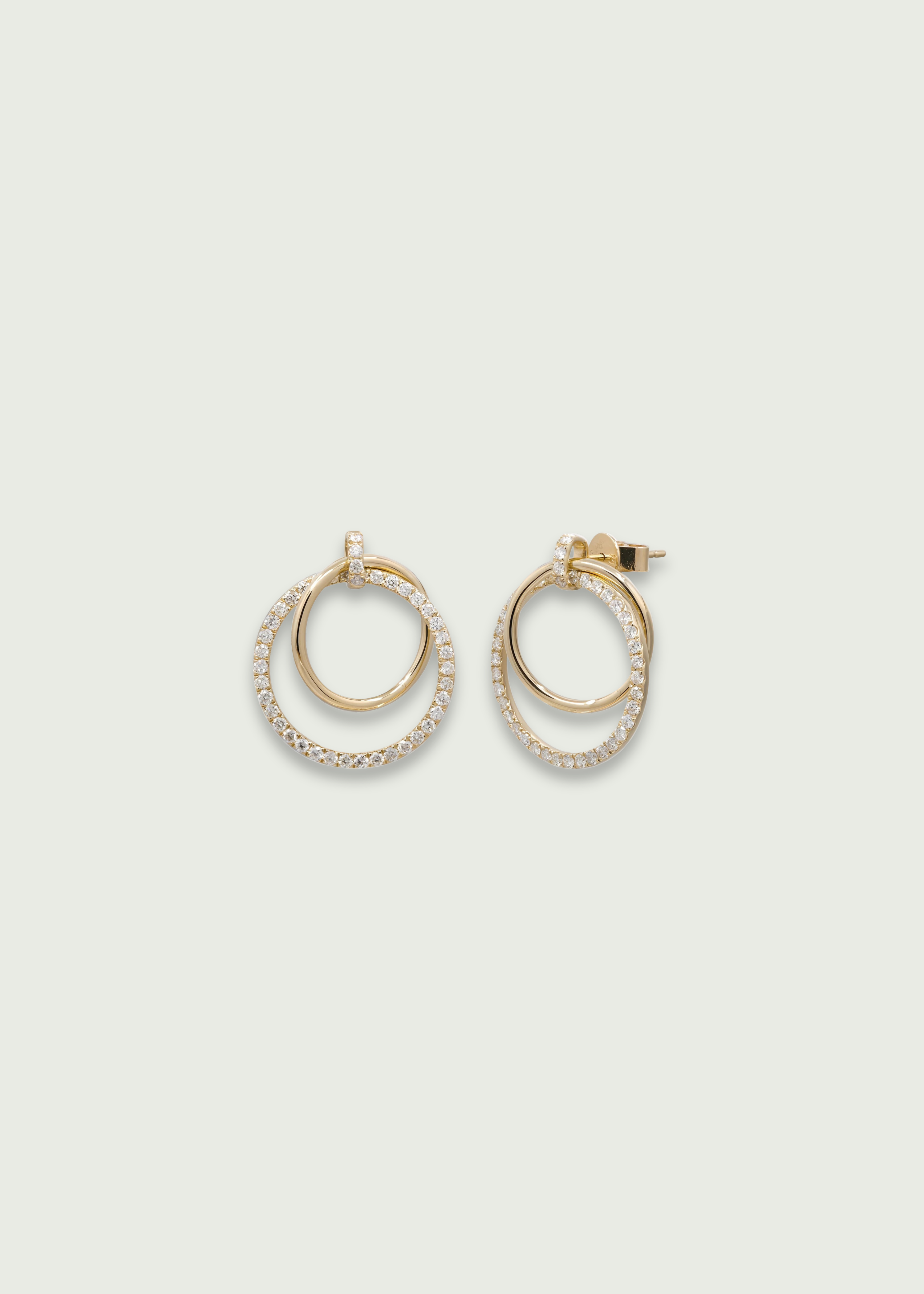 Double Circle Diamond Stud Earrings