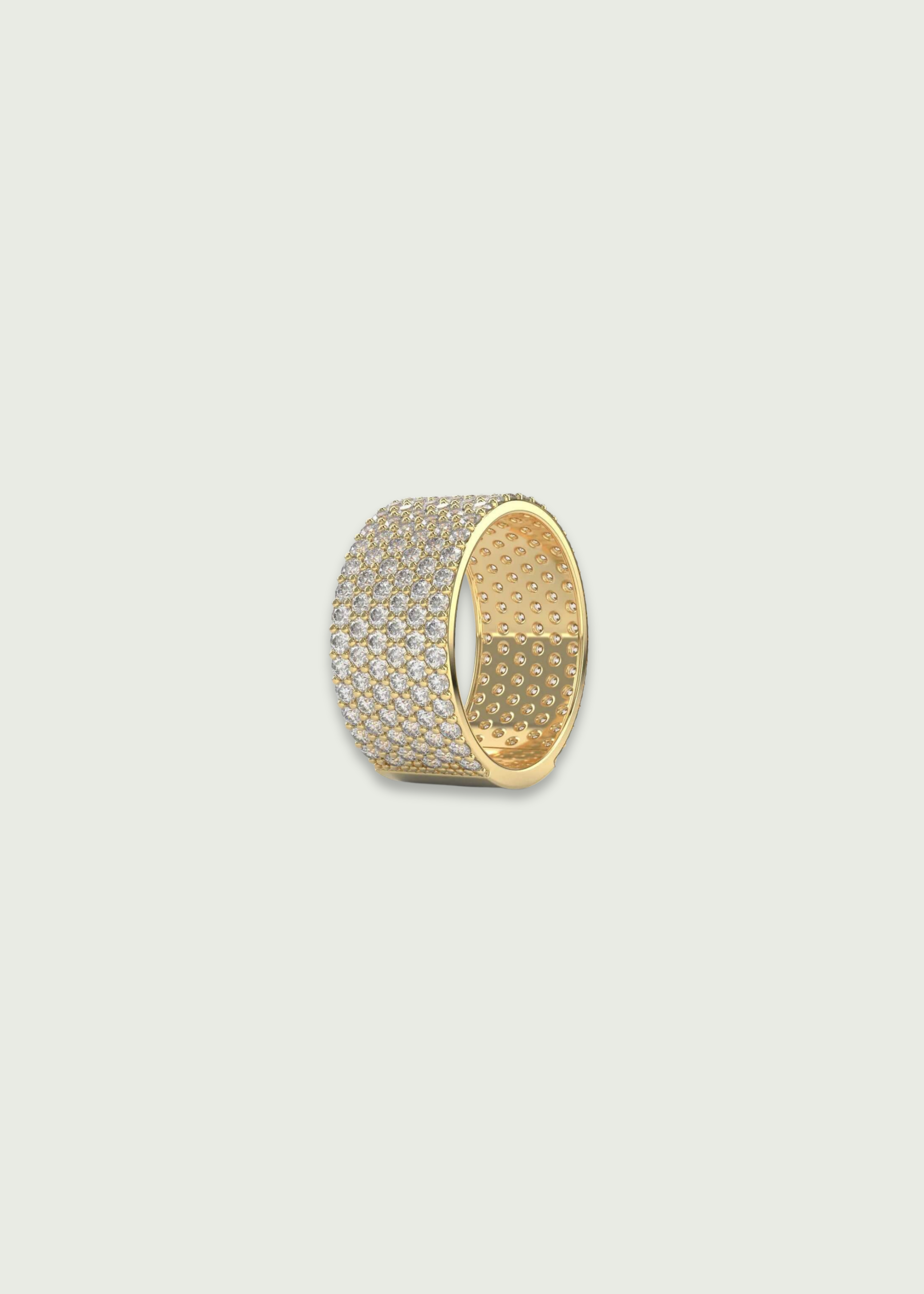 Gold 6-Row Pave Diamond Band
