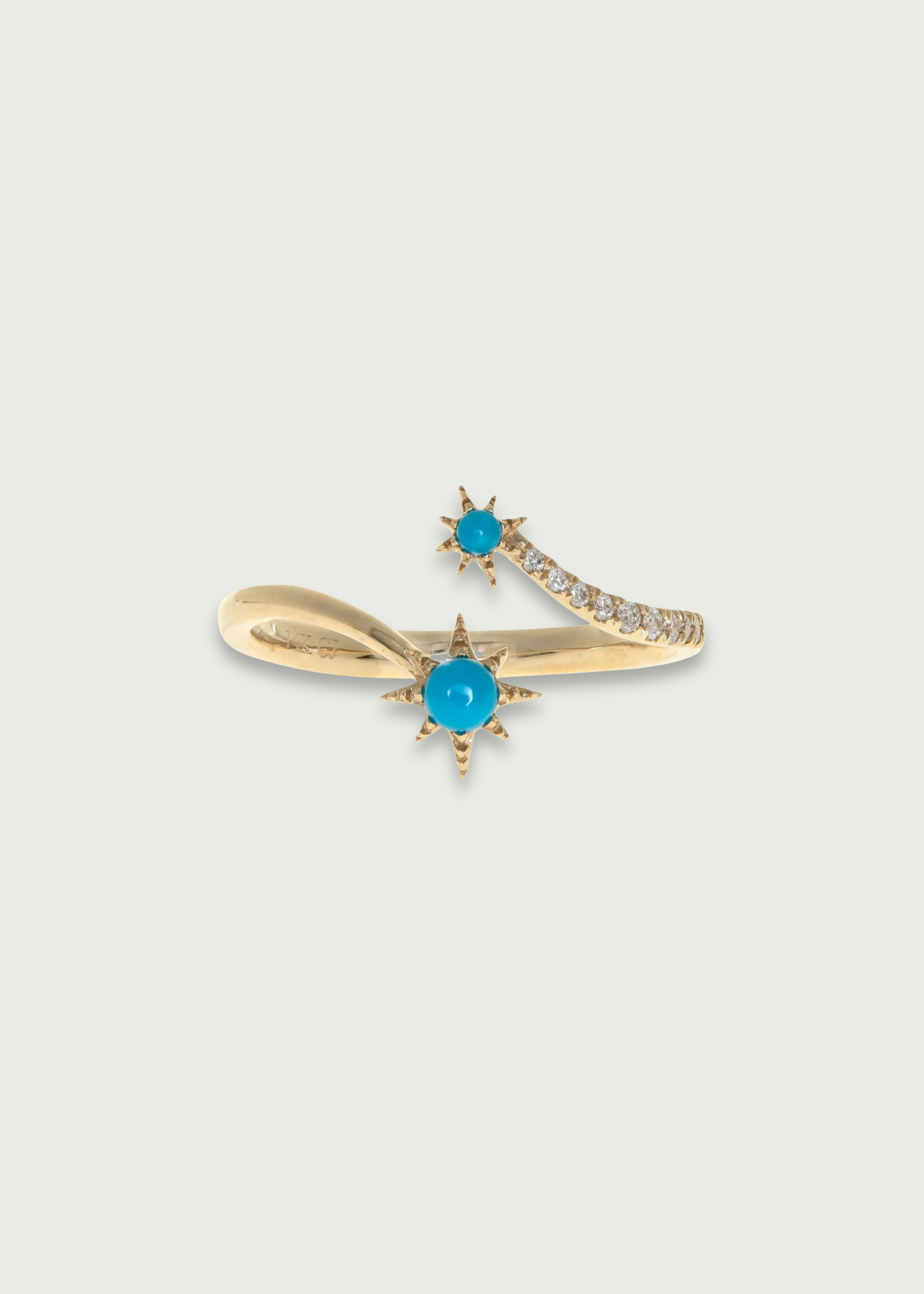 Natural Turquoise and Diamond Starburst Open Ring