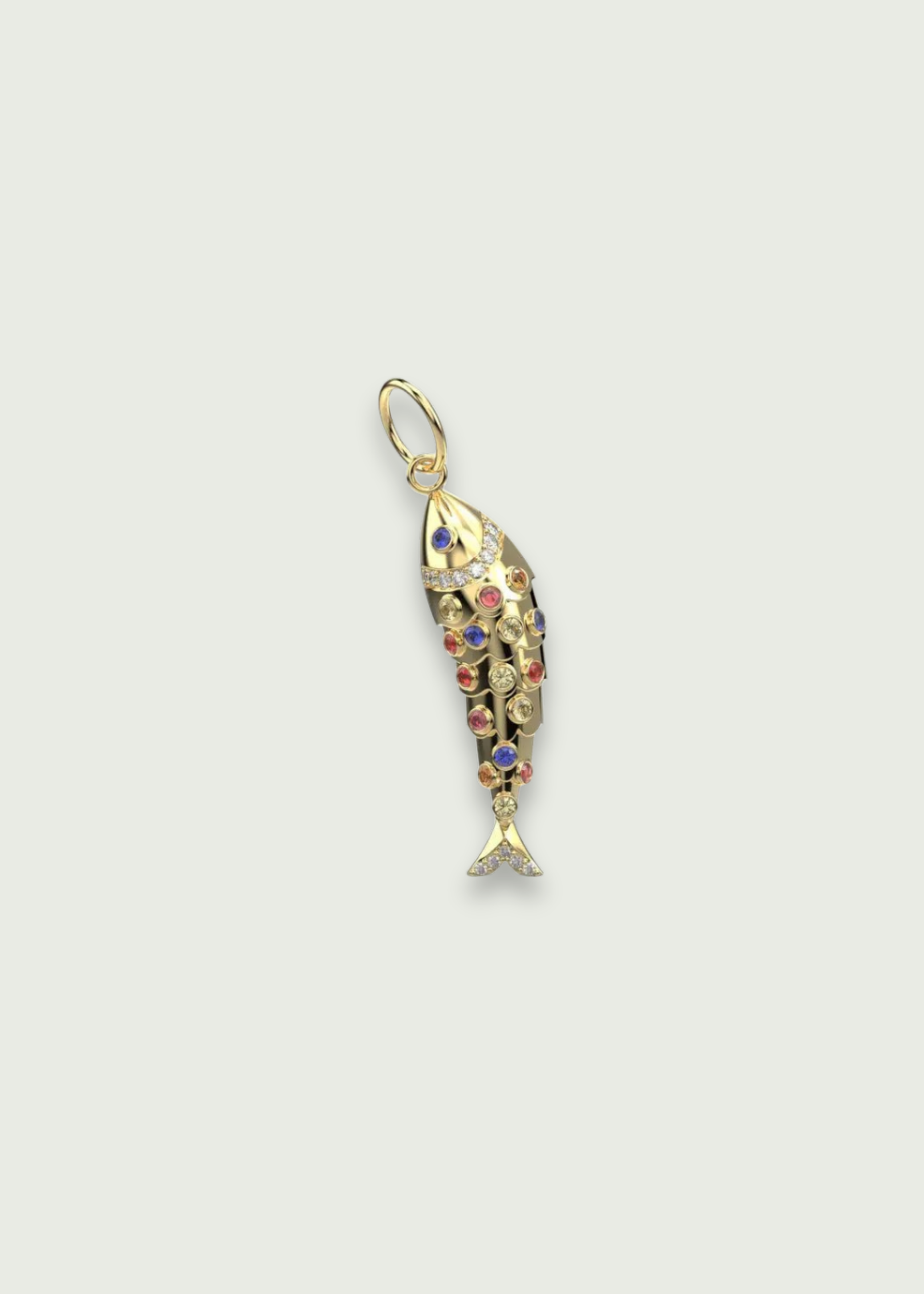 Multi Sapphire Flexible Fish Pendant