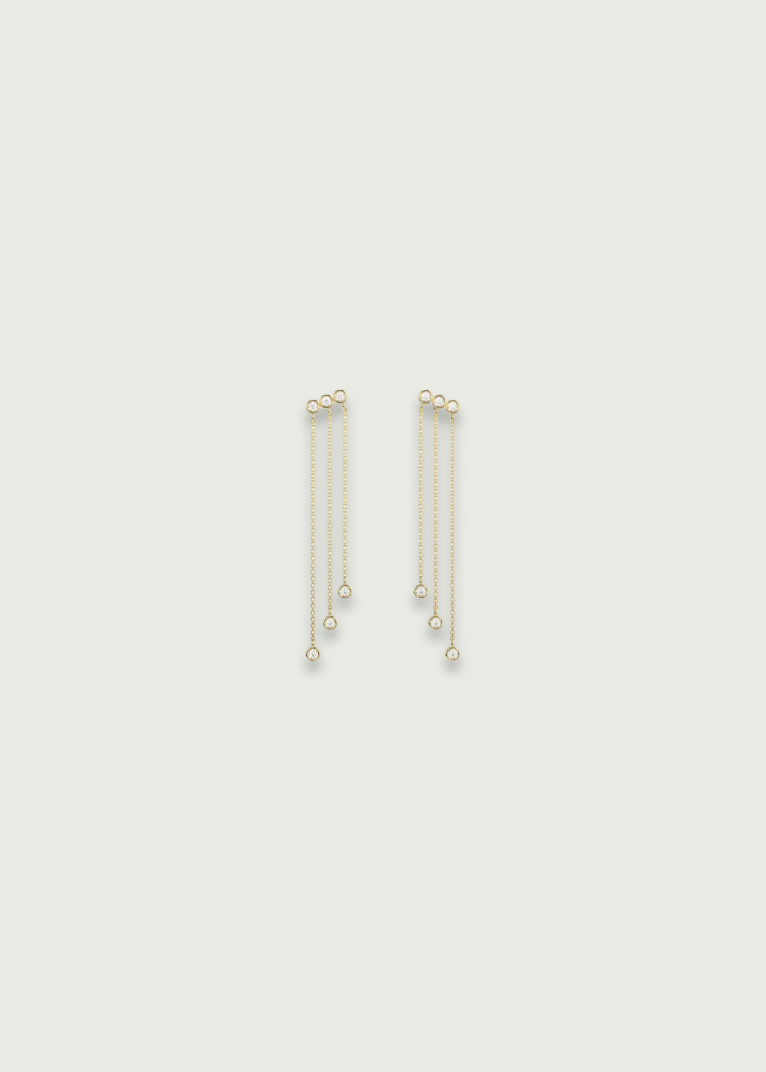 14k Gold Trio Drop Bezel Set Diamond Earrings