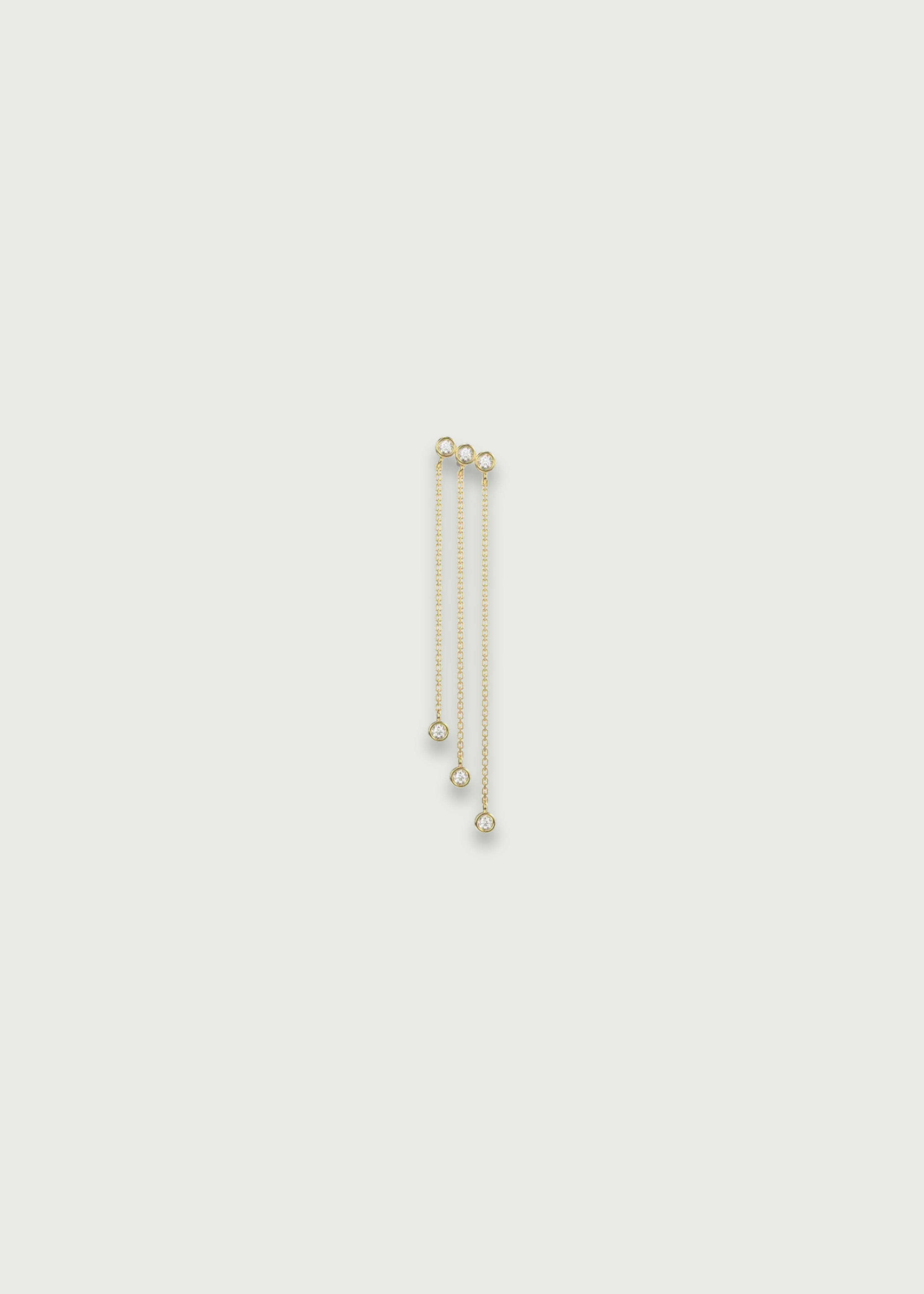 14k Gold Trio Drop Bezel Set Diamond Earrings