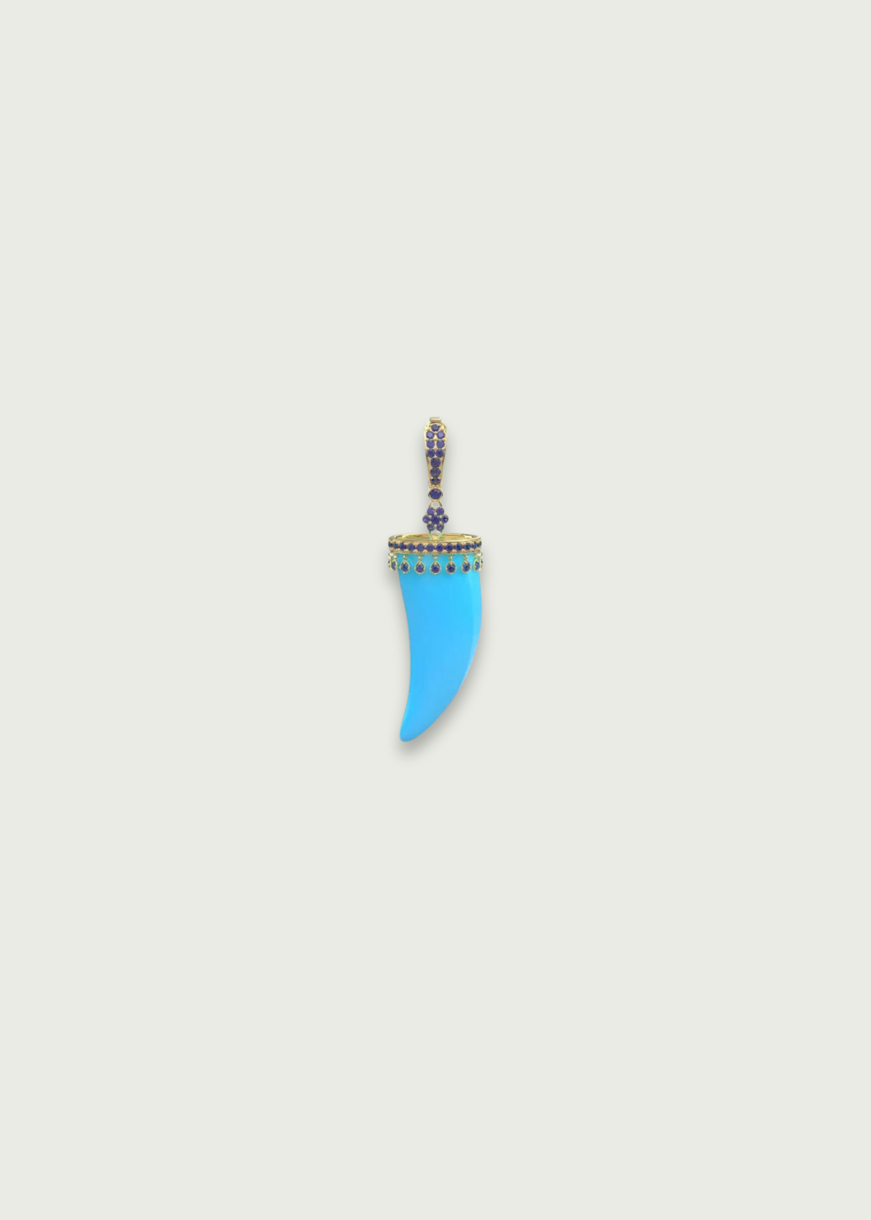 Turquoise Dangle Sapphire Horn Pendant