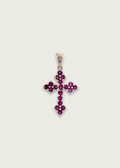 10K Rose Gold Ruby Cross Pendant with Diamond Accent