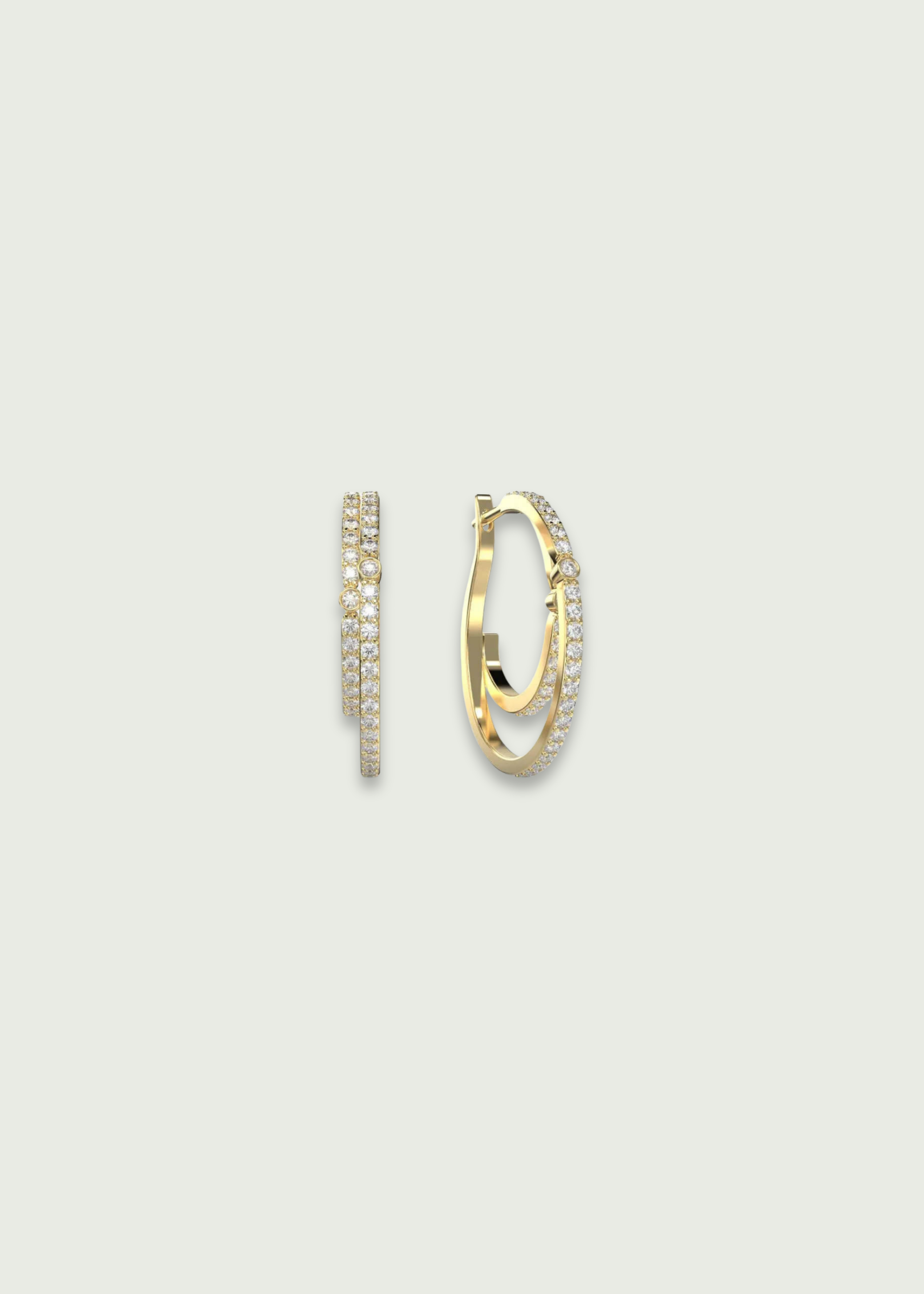 14k Double Hoop Natural Diamond Earrings