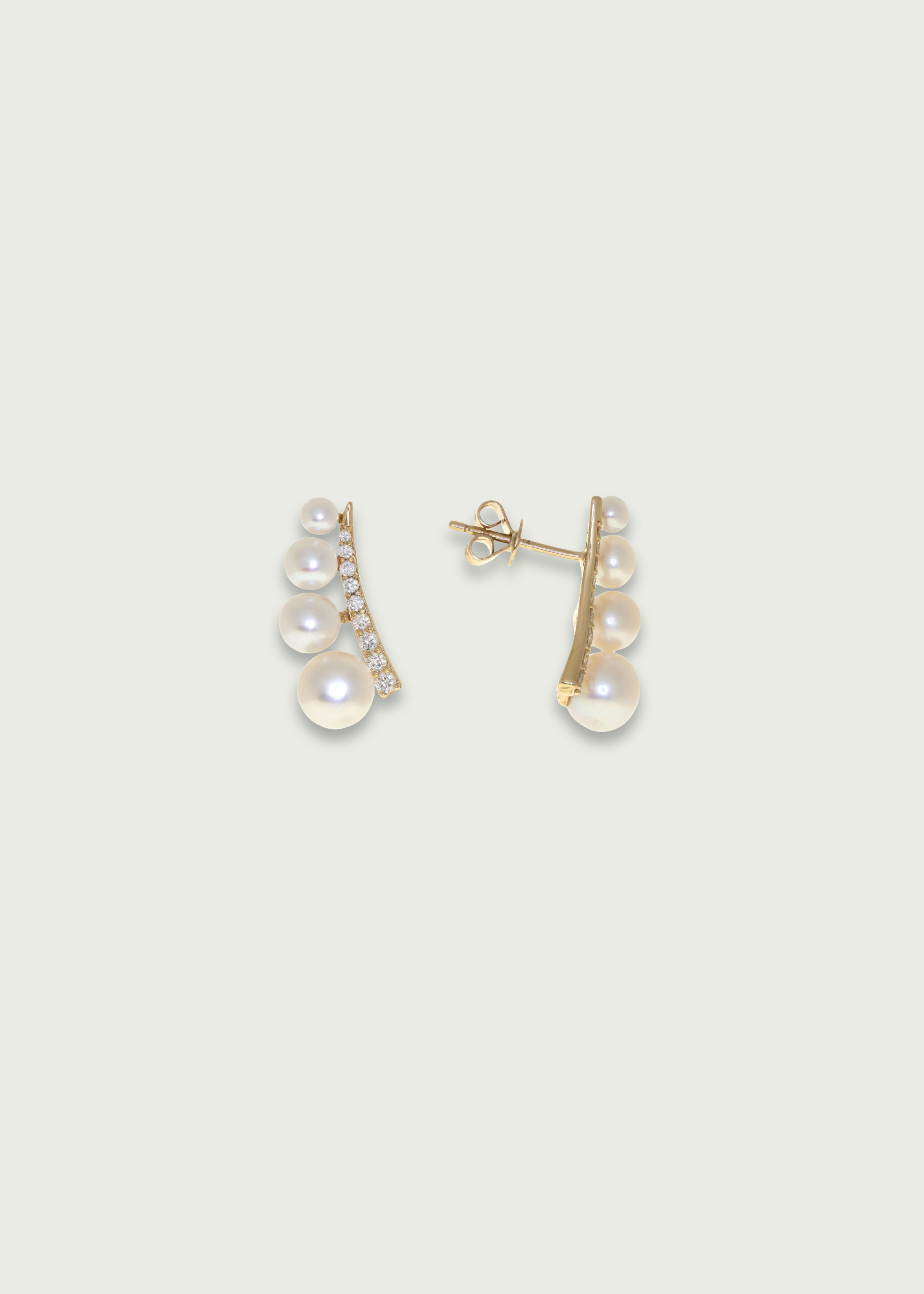 Classic Pearl and Diamond Climber Earrings
