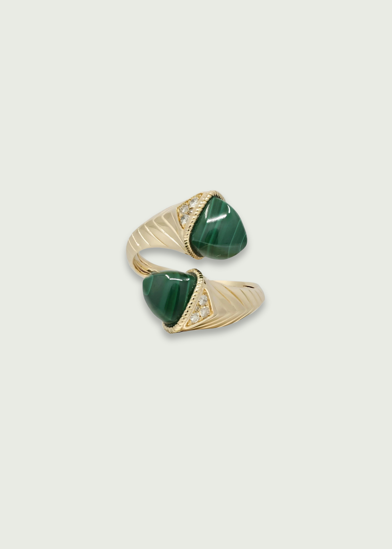 Bold Artisanal Malachite Wrap Ring
