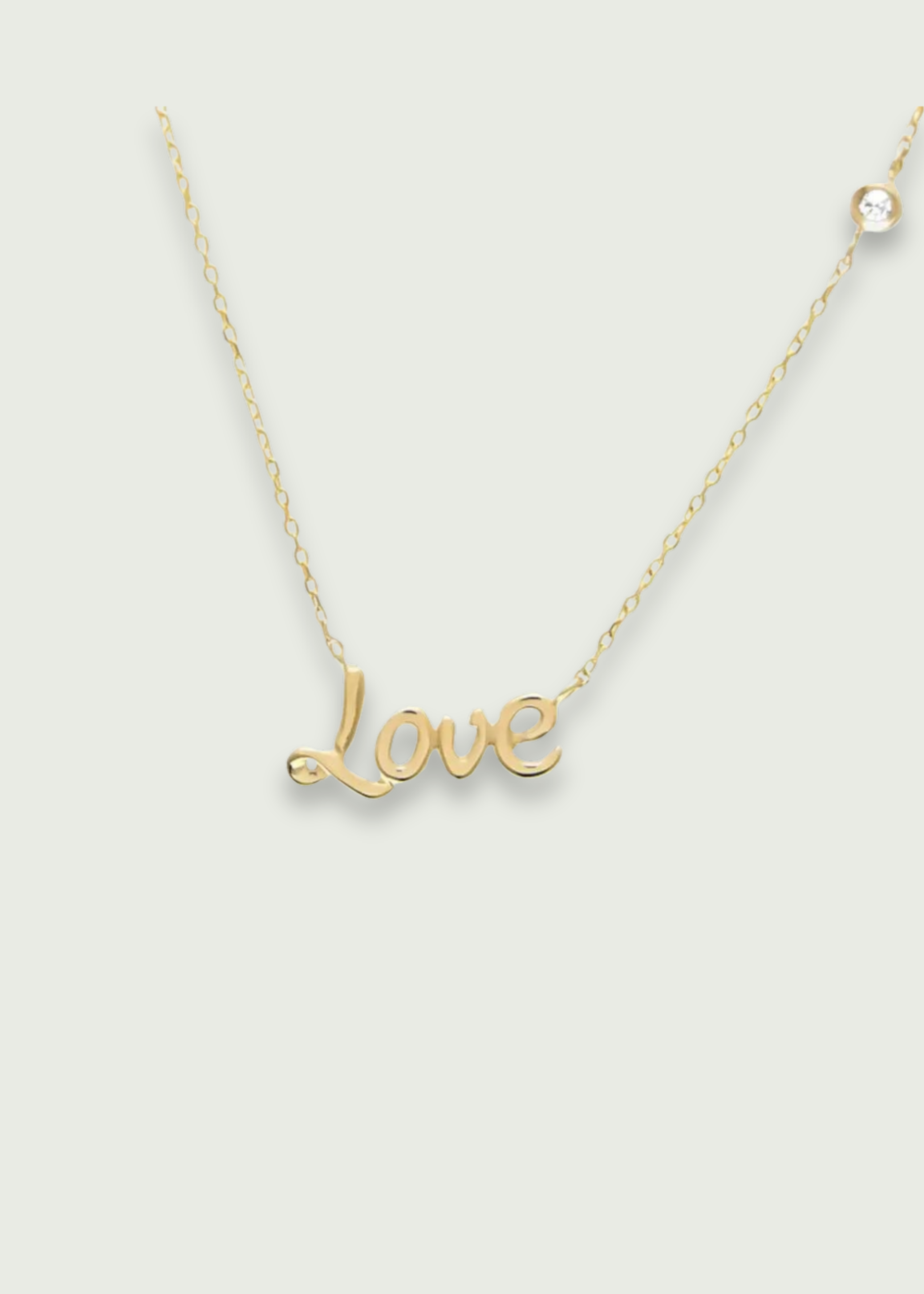 14k Gold Bezel Set Diamond Love Necklace