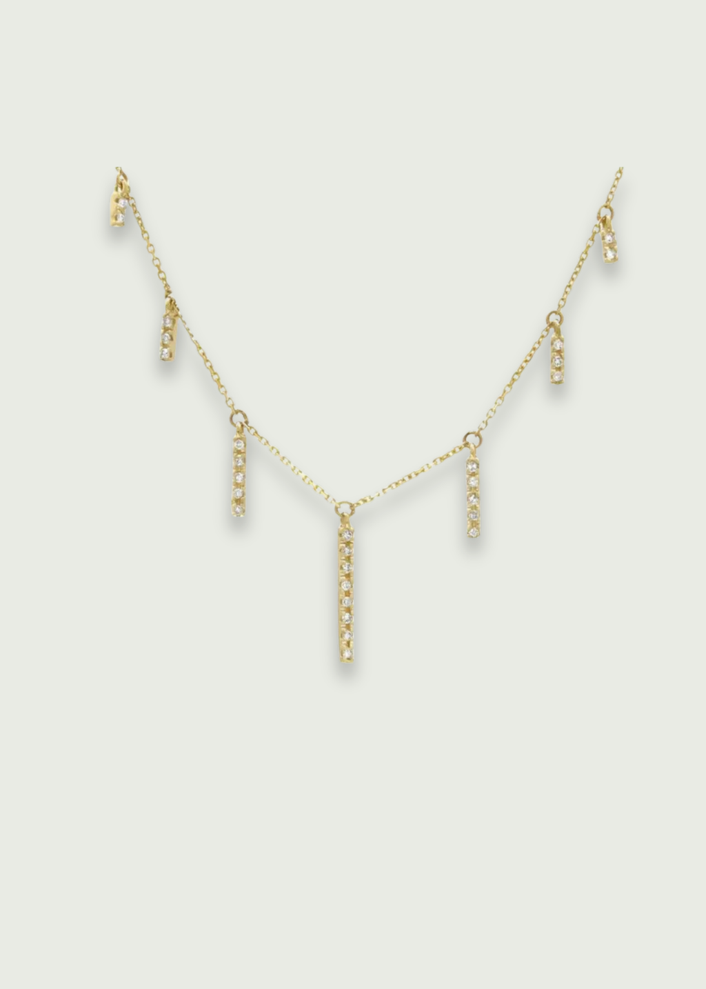 14k Gold Diamond Drop Bar Dangle Necklace