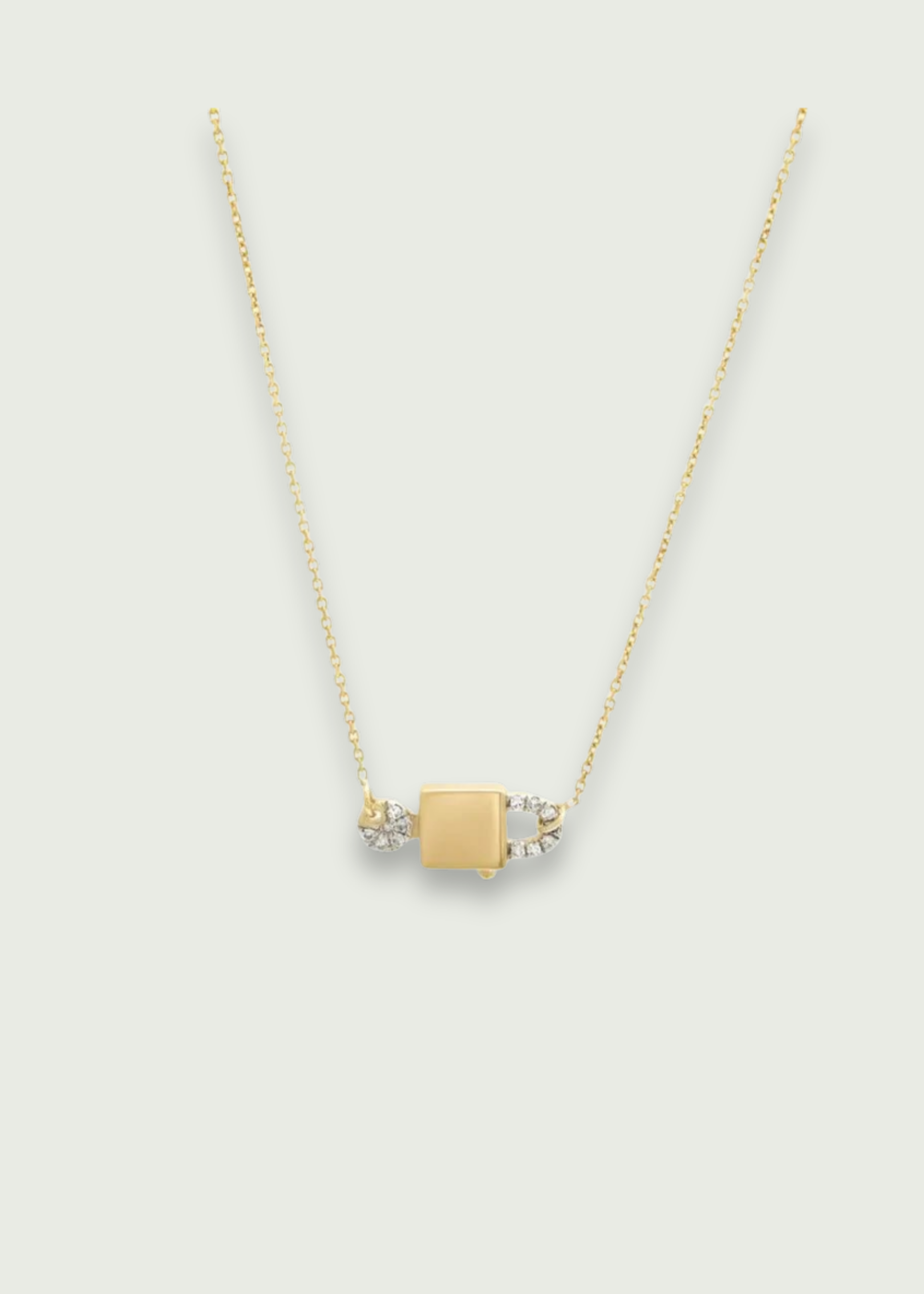 14k Gold Diamond Lock and Key Necklace