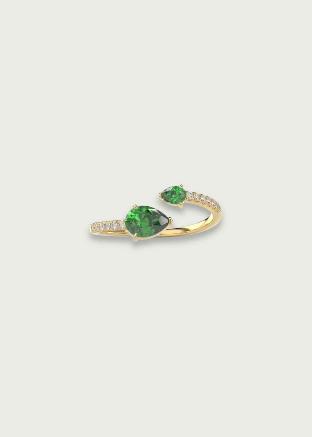Contemporary Emerald and Diamond Wrap Ring