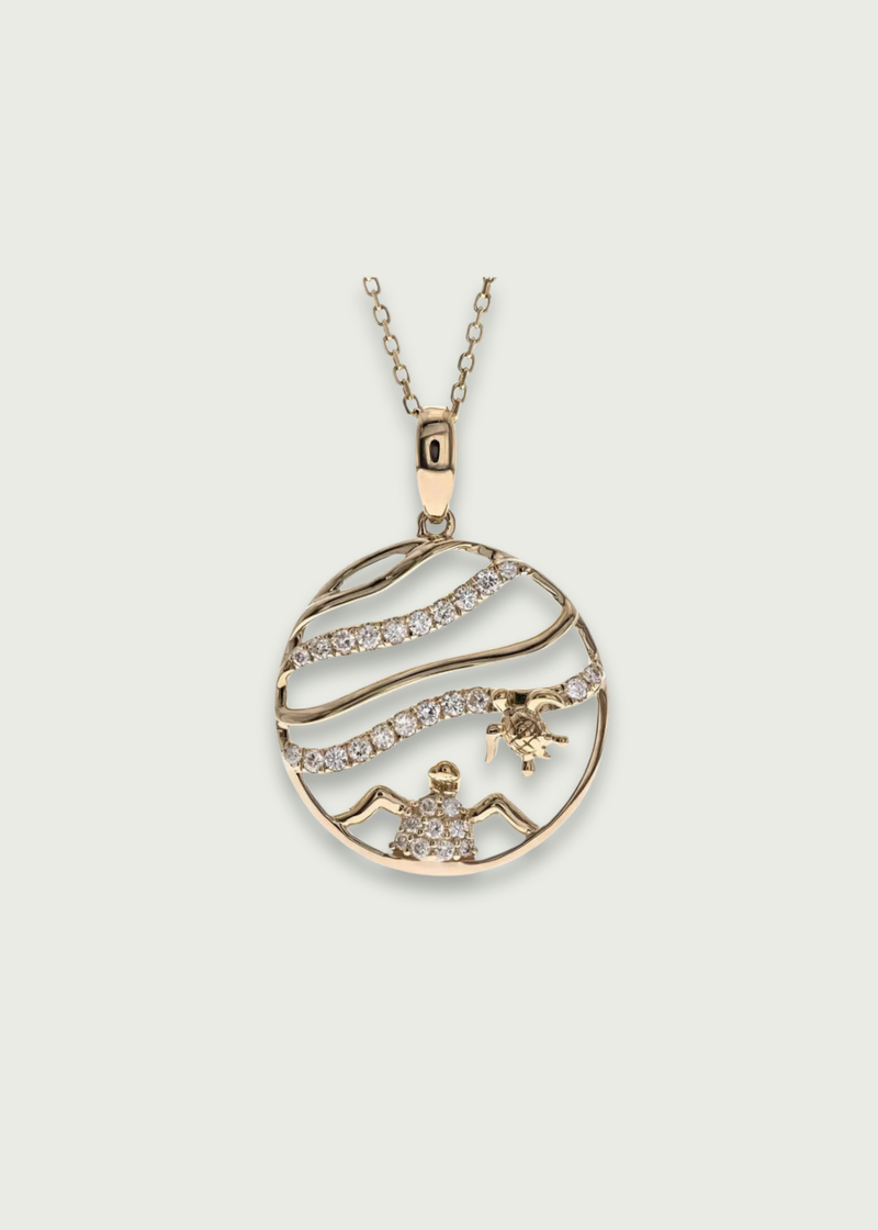 Diamond Sea Turtle Pendant Necklace